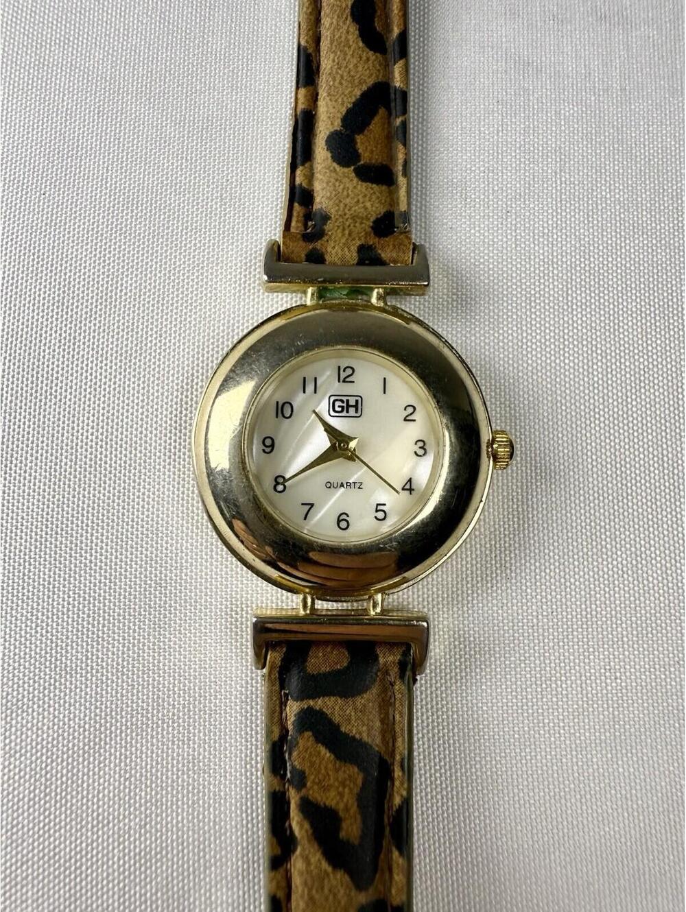 GH Leopard Print Vintage Watch Wristwatch Women’s Ladies